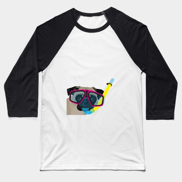 Snorkel Pug Snorkel Pug, Does whatever a snorkel pug does Baseball T-Shirt by mpflies2